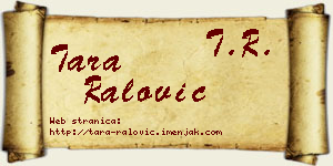 Tara Ralović vizit kartica